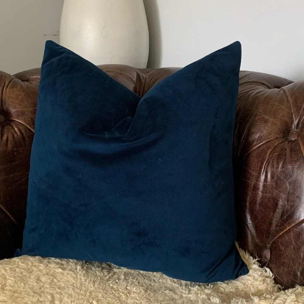 Hobby lobby‎ navy blue velvet pillow with down insert accent pillow luxury